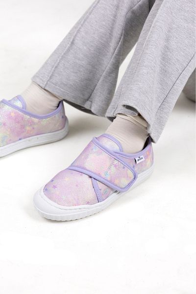 kids A more Lilac Girl's Home and Nursery Shoes - Shiny Fabric