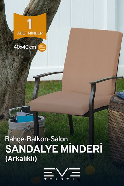 Eve Tekstil Garden - Living Room - Balcony Back Zippered Connectable Washable Chair Cushion 1 Piece