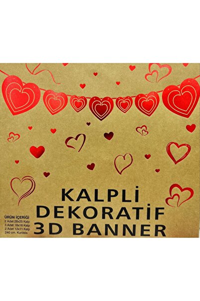 kidspartim Декоративни 3Д банер у облику срца, црвени, сет од 7