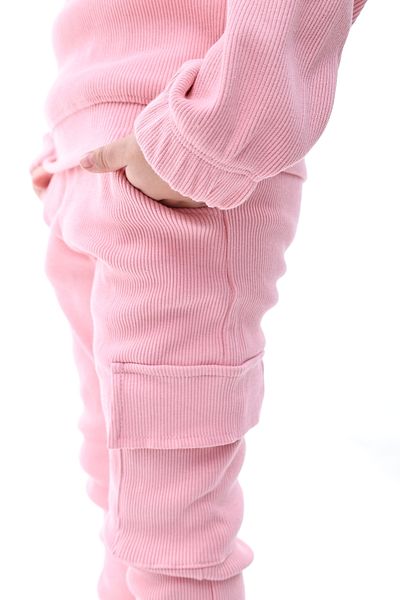 ZUZUNGA Camisole Bow Embroidered Cargo Pocket Detailed Girls' Set Pink Age 3-8