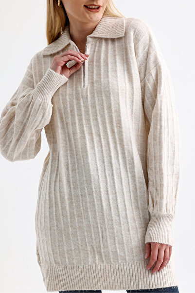 ikomteks Fermuarlı Triko Tunik