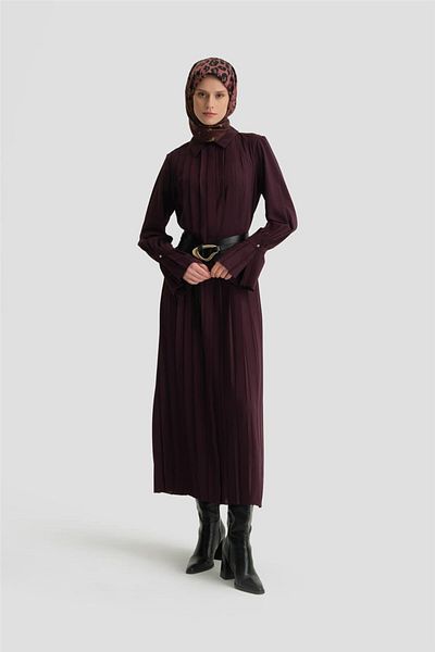 Armine Purple Pleated Shirt Dress - 24K9904