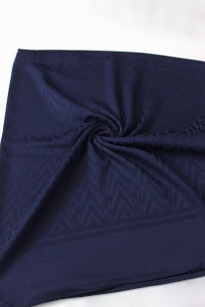QUM İPEK Ιταλικό ζακάρ σάλι με σχέδιο ζιγκ-ζαγκ - Navy Blue