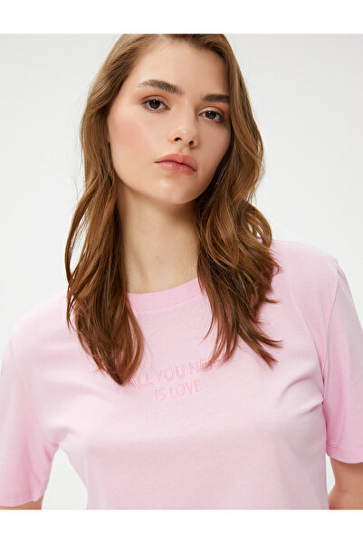 Koton تي شيرت نسائي وردي 3SAK50318EK