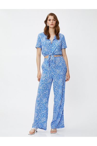 Koton Pantaloni Palazzo cu talie elastică florală
