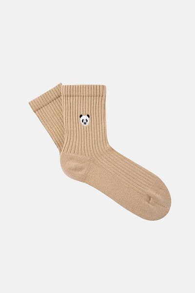 WWF Market Panda Towel Socks - Latte
