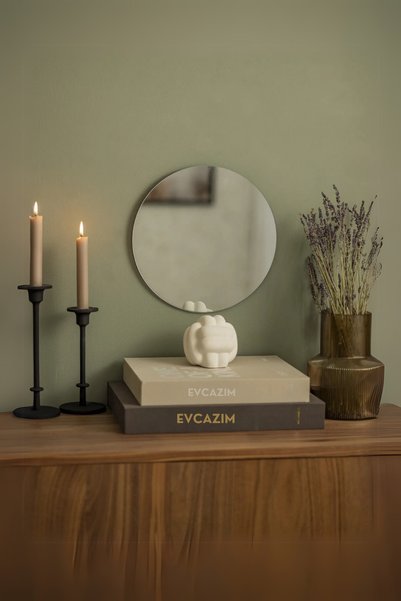EVCAZIM Dekoratif Yuvarlak Duvar Aynası - Antre, Koridor, Salon, Mutfak, Banyo, Ofis İçin Şık Tasarım