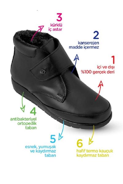 iskarpino Winter Genuine Leather Warm Velcro Women's Boots with Fur Inside