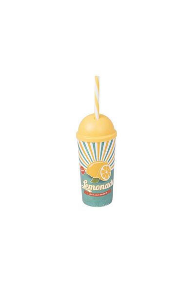 Herevin 470 cc Lemon Patterned Glass with Straw - PP