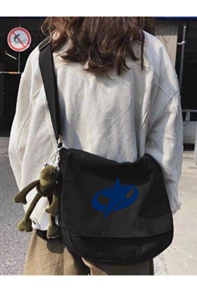 1blood حقيبة ماسنجر بحزام للجنسين منقوشة بنجمة سوداء