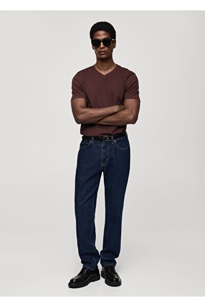 MANGO Man %100 pamuklu yaka slim fit tişört