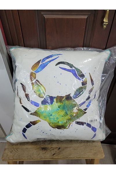 esdekor Green Crab Pattern Fiber Filled Cotton Square Collection Pillow 40cm
