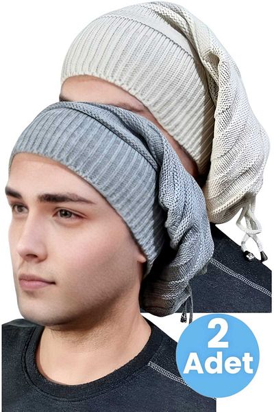 Trenderrs Σετ 2 ανδρικά χειμωνιάτικα πλεκτά πλεκτά Beanie και γιακάς λαιμού