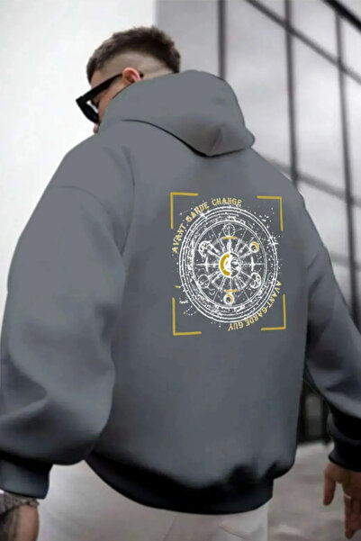 Wish BF Erkek Avant Sırt Baskılı Oversize Kapşonlu Sweatshirt