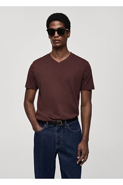 MANGO Man %100 pamuklu yaka slim fit tişört