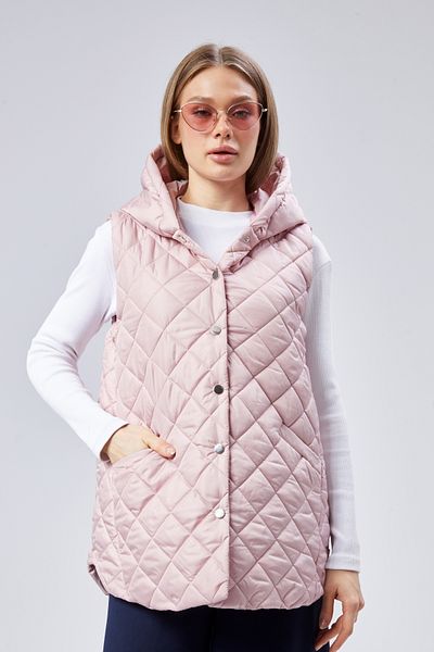 Modabenna Women's Hooded Short Snap Fastener Inflatable Filling Vest