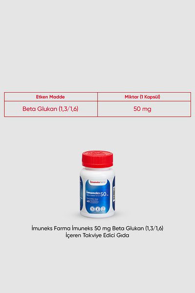 Imuneks Supplement Food 40 Capsules Containing 50 Mg Beta Glucan (1,3/1,6)