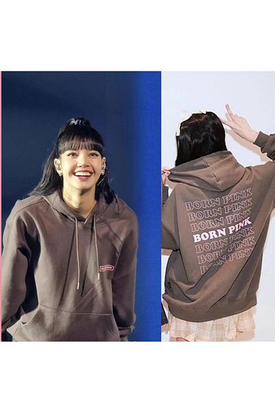 Touz Moda Φούτερ Kpop Born Pink Anthracite με κουκούλα