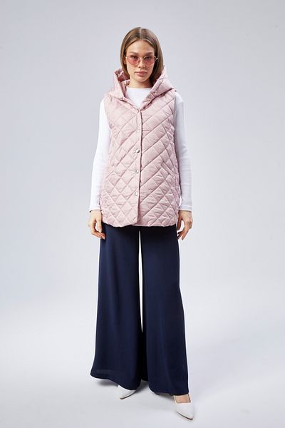 Modabenna Women's Hooded Short Snap Fastener Inflatable Filling Vest