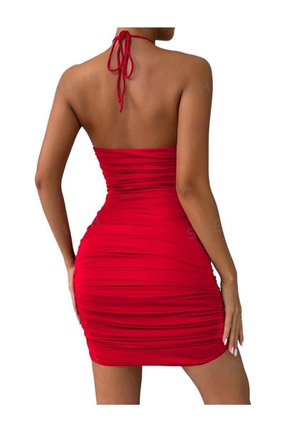 Rosy Live in style Rose Detailed - Side Gathered Bodycon Dress