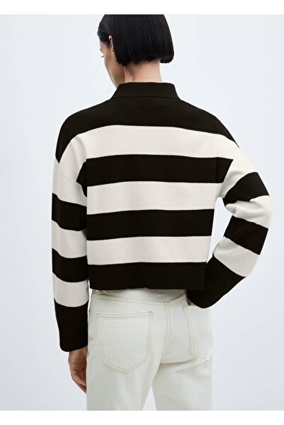 MANGO Woman Çizgili polo yaka kazak