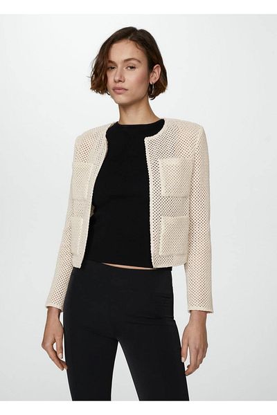 MANGO Woman Perforated Knit Cardigan