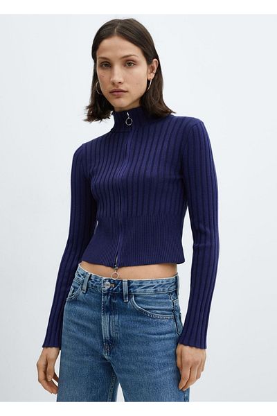 MANGO Woman Cardigan scurt cu fermoar