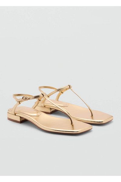 MANGO Woman Sandale cu bretele metalice