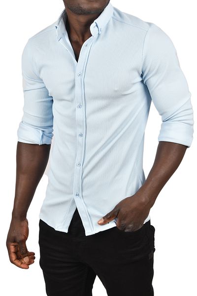 DeepSEA Cămașă cu mânecă lungă, slim fit, din țesătură lycra, albastru gheață 2500805