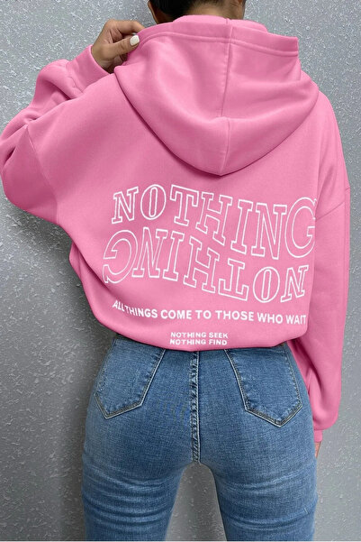 Wish BF سويت شيرت نسائي كبير الحجم مطبوع من Not Hıng - 3 خيوط