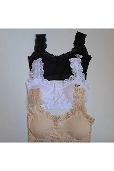 Lunamiratto Kadın 3'lü Pamuklu Bambu Dantelli Içi Pedli Toparlayıcı Rahat Yar...