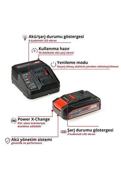 Depolife Einhell Batarya ve Şarj Cihazı Seti Einhel Yedek Pil Yedek akü 18v 2,5Ah