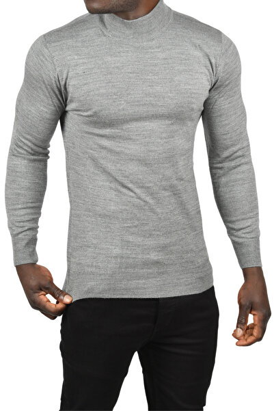 DeepSEA Men's Gray Half Turtleneck Non-Pilling Thin Knitwear Sweater 2505502