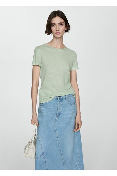 MANGO Woman Leinen-T-Shirt mit kurzen Ärmeln