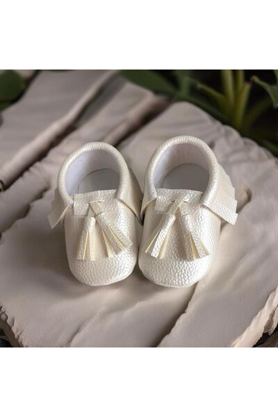 MY MINIE Unisex Bebek Makosen Ayakkabı, Ilk Adım Ayakkabısı, Beyaz, Lastikli,...