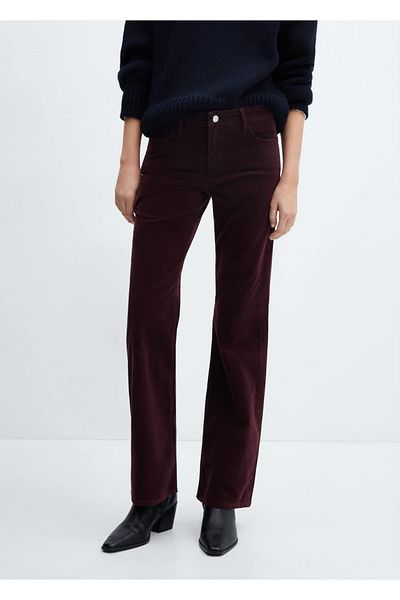 MANGO Woman Pantaloni din catifea cu talie mijlocie