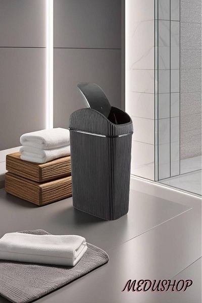 MEDUSHOP Мини кошче за боклук с люлеещ се капак - Офис-Баня-Кухня