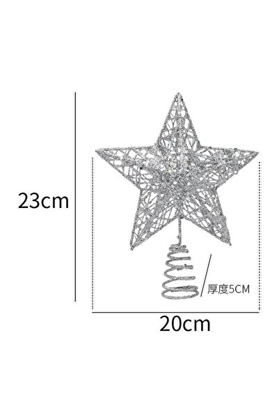 mutlu adım 23x20cm Steaua de vârf aurie argintie cu sclipici de pin