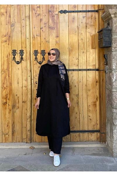 Nevayla Moda Black Hijab Tunic Set