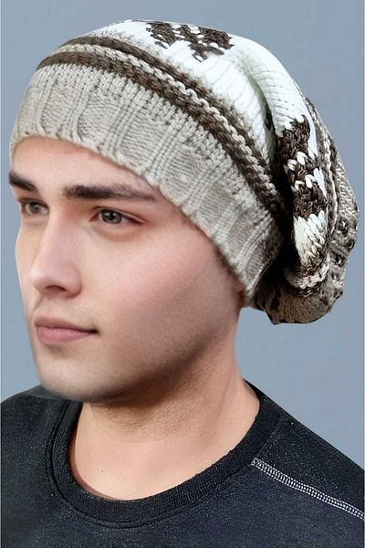 Uniquetrenders Мъжка плетена шапка с шарка на снежинки