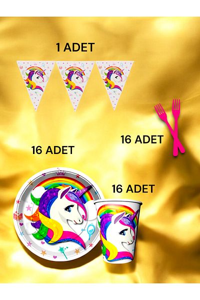 VibeHome Unicorn Themed S Pack for 16 - Birthday Party and Fun Events