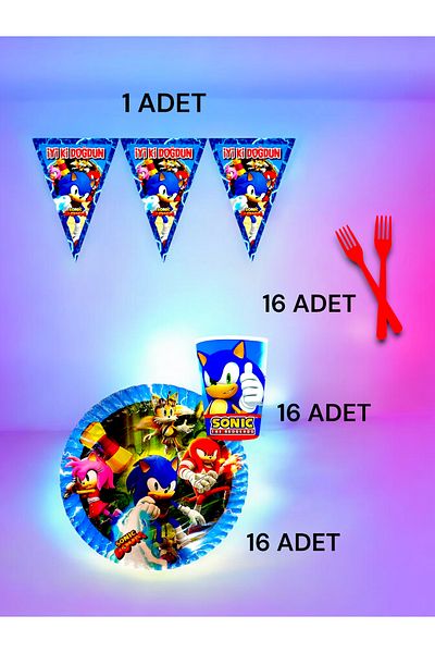 VibeHome Sonic Themed S Pack for 16 - Birthday Party and Fun Events