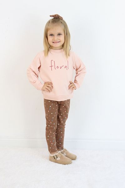 Pijamella Girls' Embroidered 2-Piece Set Oversize Sweatshirt Top-Lycra Leggings