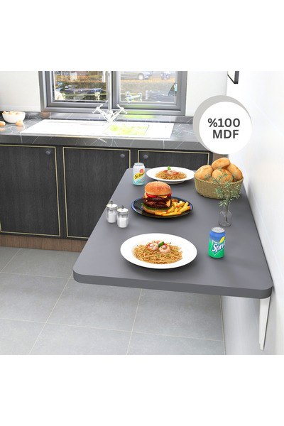 Kydonia Home 60x110 Cm Iskandinav Tarzı Duvara Monte Katlanır Masa – Antrasit...
