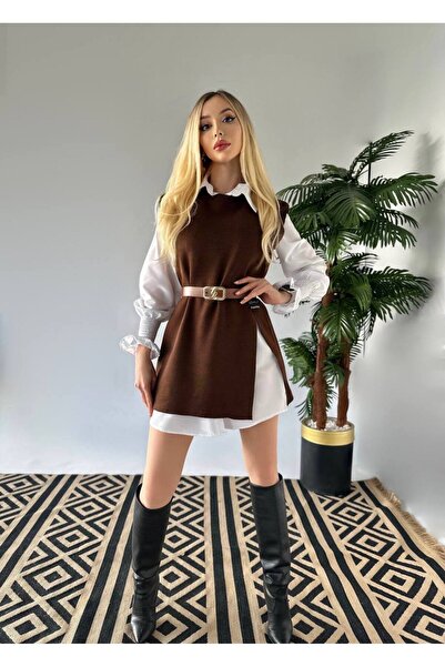 NEW STATION New Statıon Süveter triko gömlek elbise kemer takım