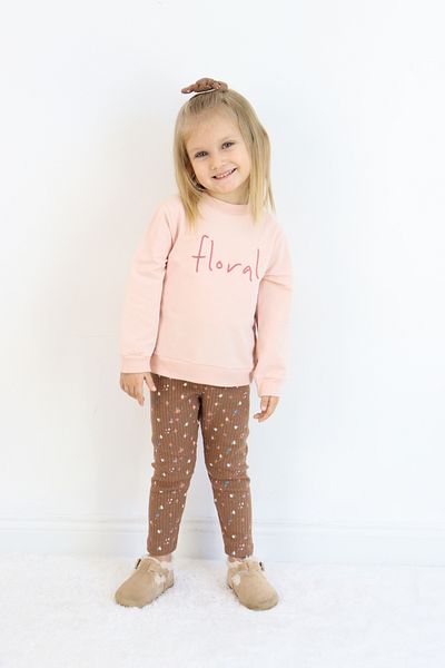 Pijamella Girls' Embroidered 2-Piece Set Oversize Sweatshirt Top-Lycra Leggings