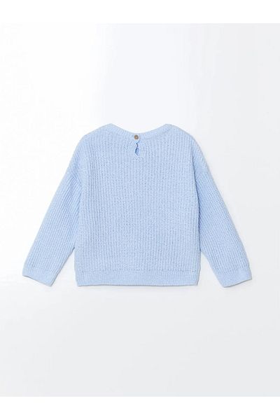 LC Waikiki LCW Kids Blue Crew Deck Pulover Tricotaj pentru fetiță