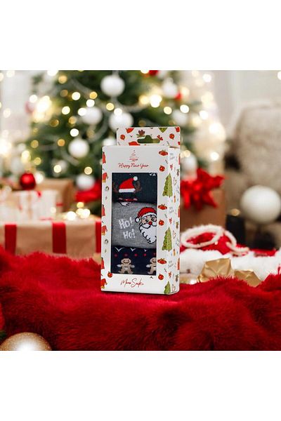 Mono Socks - Box of 3 Christmas Grandfather Hoho Patterned Christmas Gift Socks