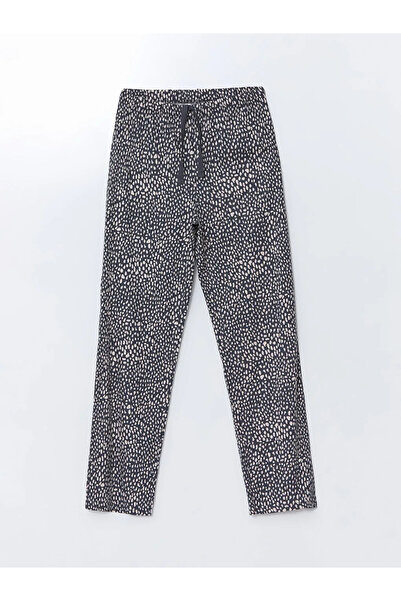 LC Waikiki LCW DREAM Gri Bisiklet Yaka Leopar Desenli Kadın Pijama Takımı