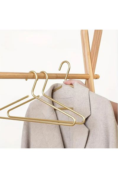 VENON 12Pcs Matte Gold - Modern Metal Hanging Clothes, Sturdy a Quality, Organize Clothes and Wardrobe